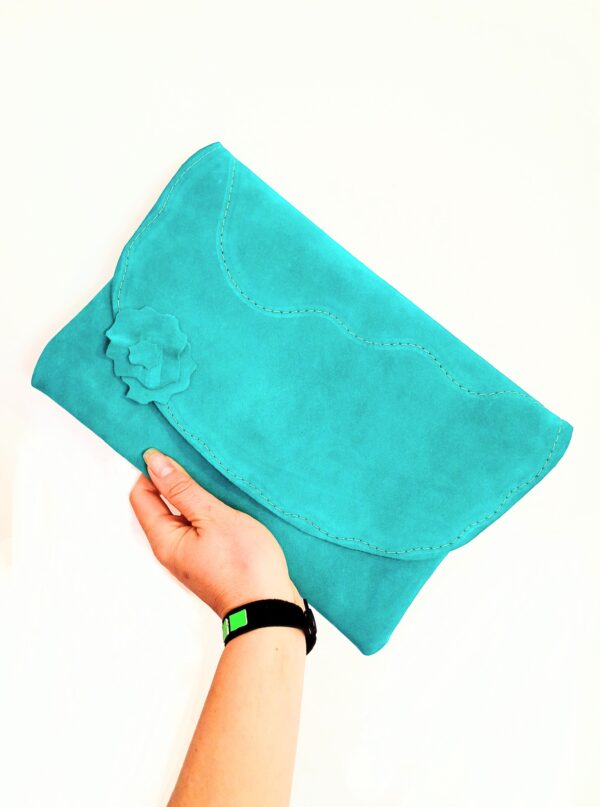 Plic handmade turcoaz din piele naturala întoarsă