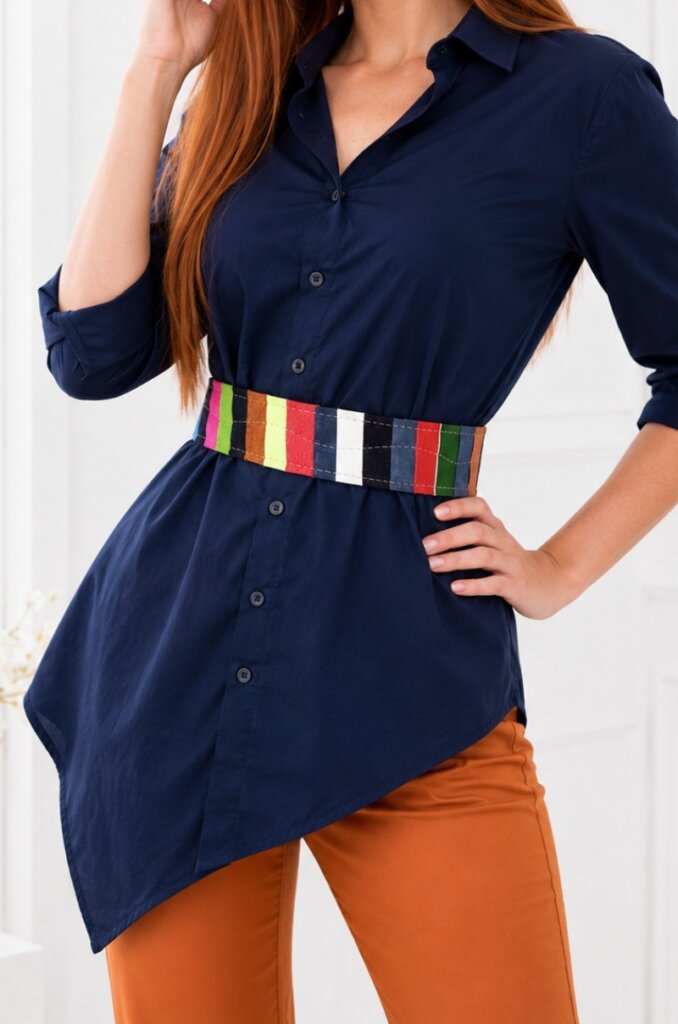 Brâu multicolor din piele naturală,lucrat manual