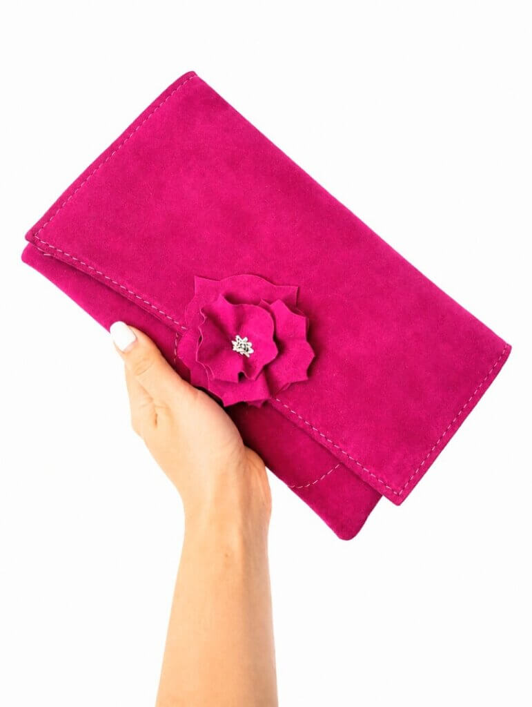 Plic fuchsia din piele naturală lucrat manual din piele naturală