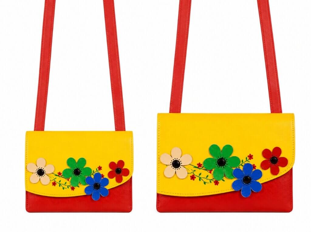 Gentuțe surori din piele naturala ,cu flori ,lucrate manual