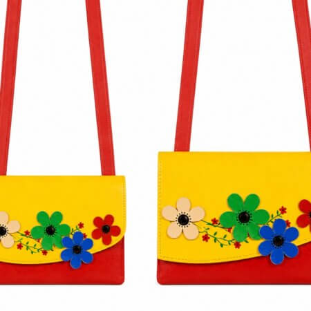 Gentuțe surori din piele naturala ,cu flori ,lucrate manual