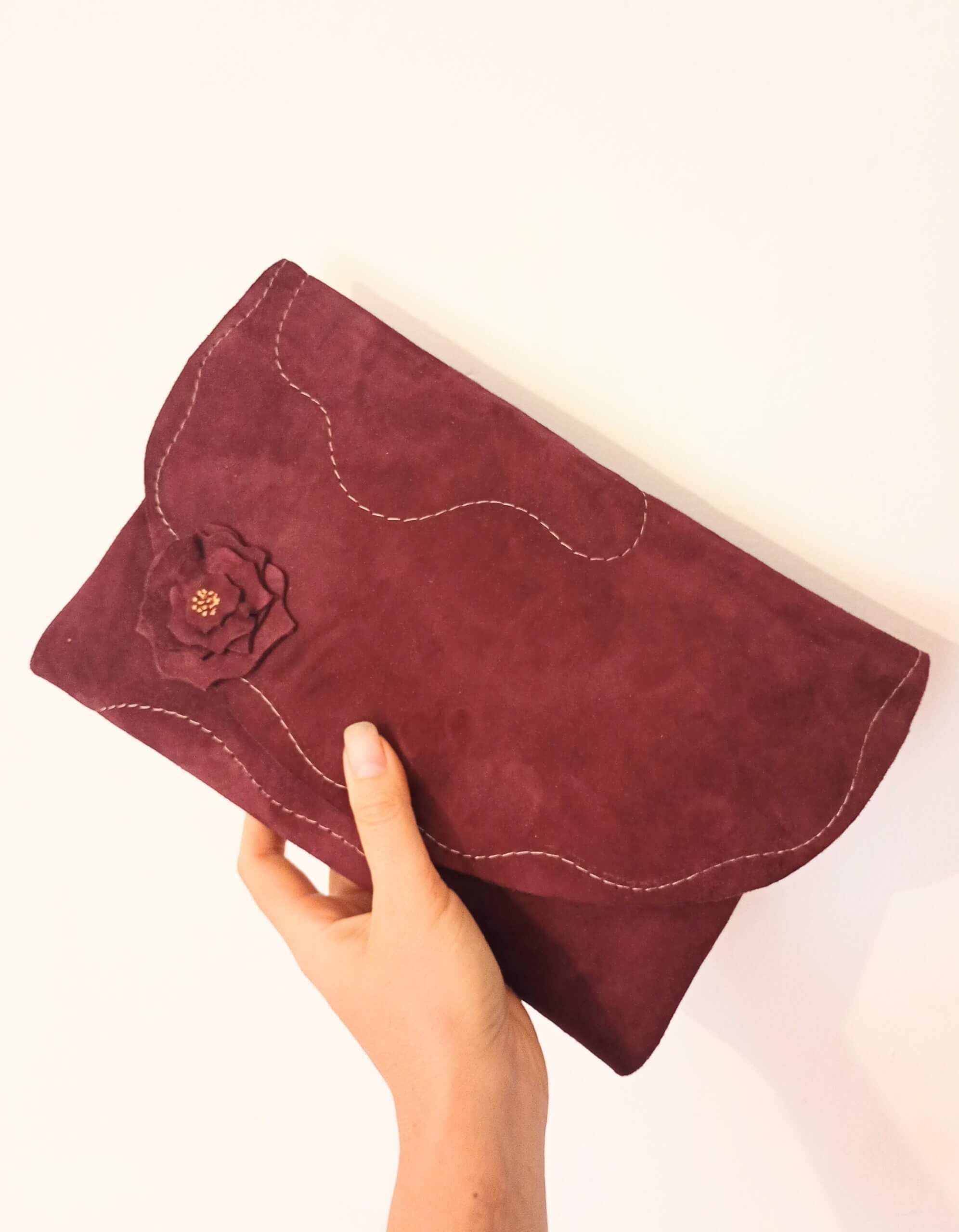 Plic mov pruna din piele naturală,handmade - imagine 2